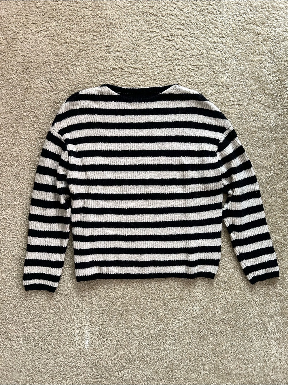 Allsaints Wool Blend Black & White Striped Oversized Sweater